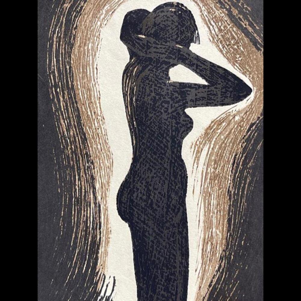 1960s Nude By Kaoru Kawano Japanese Woodblock Print 17x11